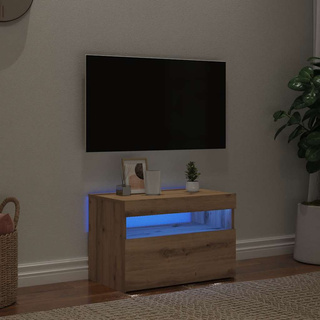 Szafka pod TV z oświetleniem LED, dąb artisan, 60x35x40 cm