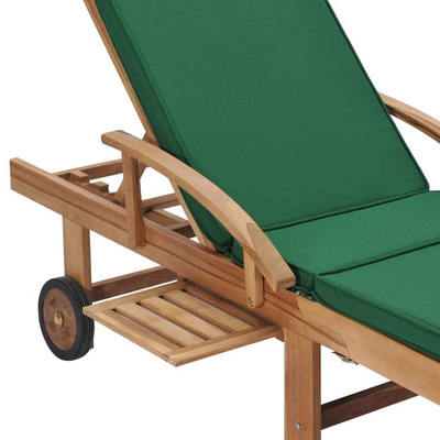 vidaXL Leżaki z poduszkami, 2 szt., lite drewno tekowe, zielone