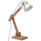 Industrialna lampa stołowa, srebrna, okrągła, 58x18x90 cm, E27