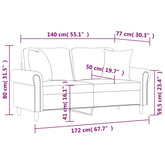 2-osobowa sofa z poduszkami, brązowa, 140 cm, aksamit