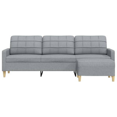 3-osobowa sofa z podnóżkiem, jasnoszary, 210 cm, tkaniną