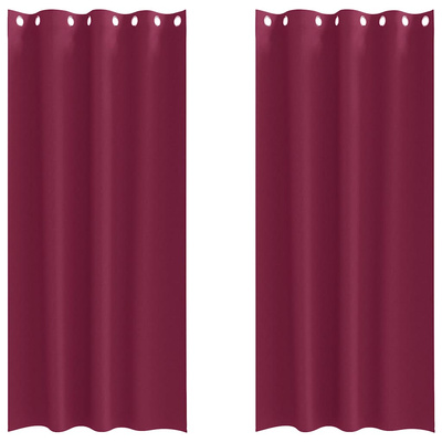 Firany blackout z kółkami 2 pcs Czerwone wino 260 x 140 cm