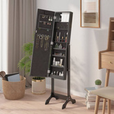 vidaXL Lustro stojące z LED, czarne, 34x37x146 cm