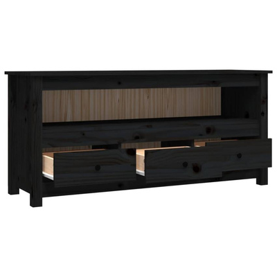 vidaXL Szafka pod TV, czarna, 114x35x52 cm, lite drewno sosnowe
