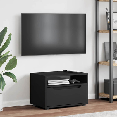 Szafka pod TV "VISNES" Czarna 60x40x38 cm Drewno klejone