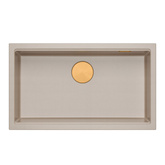 Zlewozmywak granitowy LOGAN 110 – jednokomorowy, wpuszczany, pearl beige/elementy miedziane, Quadron