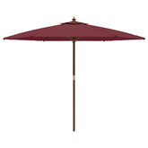 Parasol ogrodowy na drewnianym słupku, bordowy, 299x240 cm