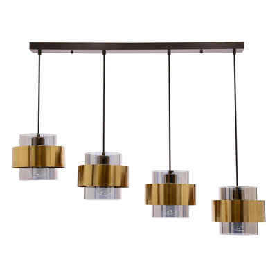 Lampa wisząca z abażurami Spiega czarna mosiężna do salonu nad stół