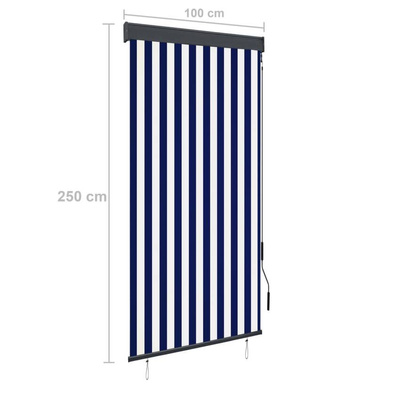 vidaXL Roleta zewnętrzna, 100x250 cm, niebiesko-biała