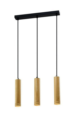 Lampa wisząca czarna/drewniana oprawa 3x25W Tubo 33-79138