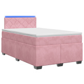 Łóżko Box Spring z materacem i LED różowy 120 x 200 cm Welur