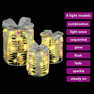 Dekoracja Pudełka Prezentowego 3 szt. 60 LED Ciepła biel PET