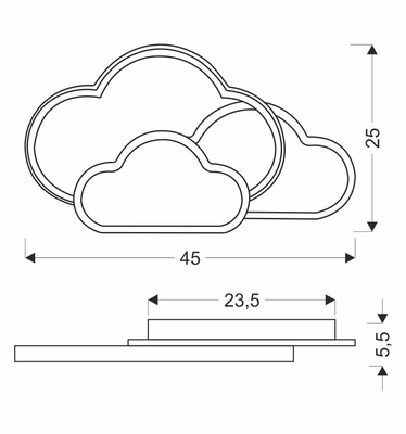 Lampa sufitowa LED Chmurki plafon 24W 2800–6500K  z pilotem biały klosz regulacja barwy światła pokój dziecięcy salon