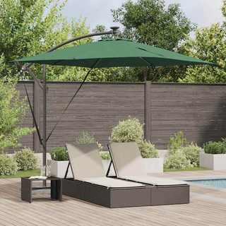 Parasol plażowy z paskami LED Zielony 249 x 249 x 250 cm