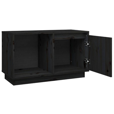 vidaXL Szafka pod TV, czarna, 74x35x44 cm, lite drewno sosnowe