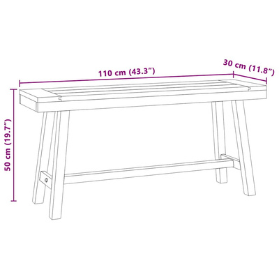 Ławka, 110 cm, lite drewno tekowe