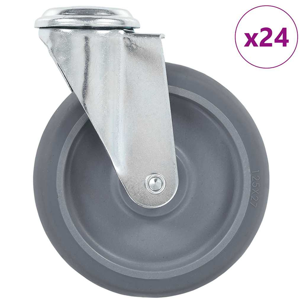 24 kółka skrętne z otworem na śrubę, 125 mm