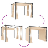 vidaXL Altana ogrodowa z zasłonami, 3 x 3 m, kremowa, stal