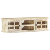 vidaXL Szafka pod TV, biała, 130 x 30 x 36 cm, lite drewno mango