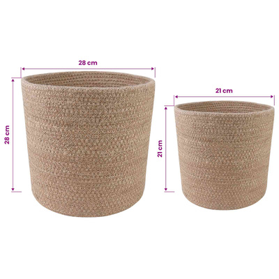 Zestaw doniczek 2 pcs naturalny ? 28 x 28 cm 100% Juta Tossa