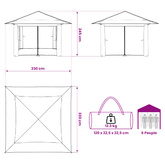 Gazebo z 4 Ścianami 3,3 x 3,3 m Jasnoszary i antracytowy