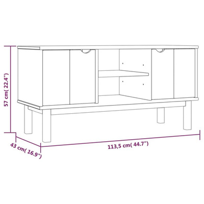 vidaXL Szafka pod TV OTTA, 113,5x43x57 cm, lite drewno sosnowe