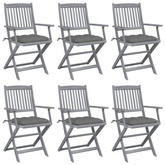 vidaXL Składane krzesła ogrodowe, 6 szt., z poduszkami, akacjowe