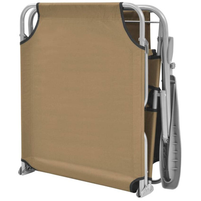 vidaXL Składany leżak z daszkiem, stalowy, taupe