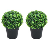 Kule ze sztucznego bukszpanu w doniczce, 2 szt., zielone, 37 cm
