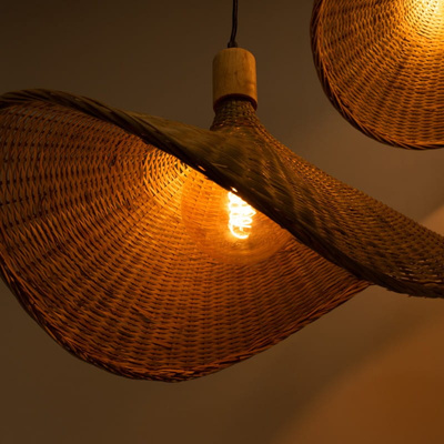 Lampa Wisząca Boho 3 Kapeluse z Bambusa Abruzzo Isabella 40cm E27