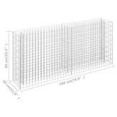 vidaXL Podwyższona donica gabionowa, galwanizowana stal, 180x30x90 cm