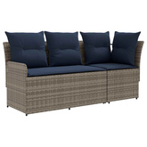 2 szt. Sofa ogrodowa z podłokietnikami i sofą narożną Rattan PE