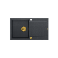 EVAN 111 GraniteQ zlewozmywak z syfonem Push 2 Open 1-komorowy z/o (860x500x210) black diamond / elementy złote