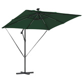 Parasol plażowy z paskami LED Zielony 249 x 249 x 250 cm