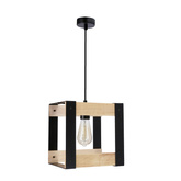 Lampa wisząca czarna metalowa + drewno 40W E27 Varna 31-78513