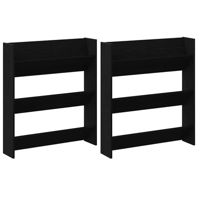 Szafka na buty z półką 2 pcs Czarny Dąb 86 x 18 x 90 cm