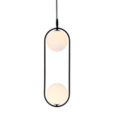 Lampa wisząca CORDEL elegancka - czarna z białymi kloszami kulkami - nowoczesne oświetlenie salonu 2x G9 LED