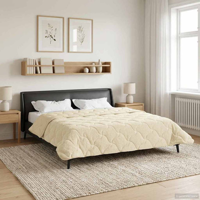 Letni Kołdra Kremowy 200 x 220 cm Mikrofibra i Fleece Teddy