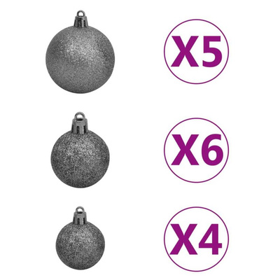vidaXL Sztuczna choinka na zawiasach, 150 lampek LED i bombki, 150 cm