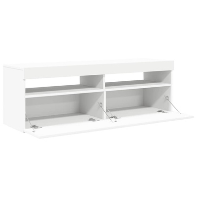 Szafka pod TV z oświetleniem LED, biała, 120x35x40 cm