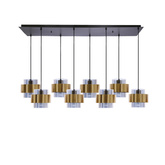 Lampa wisząca z abażurami Spiega mosiężna 8xE27 klosze dymione do salonu