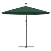 vidaXL Parasol ogrodowy wiszący, światła LED, 300 cm, metal, zielony