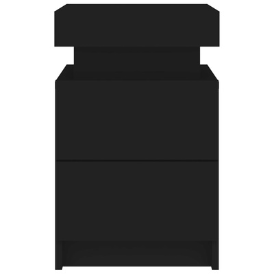 Szafki nocne z oświetleniem LED, 2 szt., czarne, 35x39x55 cm