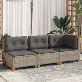 3-osobowa sofa ogrodowa z poduszkami, szara, polirattan model standard