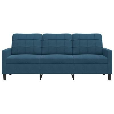 Sofa 3-osobowa, niebieski, 180 cm, tapicerowana aksamitem