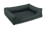 Legowisko dla psa Sofa Valencia Standard w kolorze ciemnoszarym z czarnym wykończeniem Rozmiar: S - 65 x 50 cm