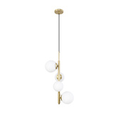 Lampa wisząca CORDEL elegancka - złoty mosiądz z białymi kloszami kulkami - designerska lampa do salonu 4x G9 LED