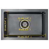 Ręcznie robiony zlewozmywak, czarny, stal nierdzewna