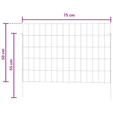 Ogrodzenie z palikami 12 szt. 75 x 50 cm Stal ocynkowana