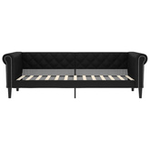 Sofa z funkcją spania, czarna, 90x200 cm, obita sztuczną skórą